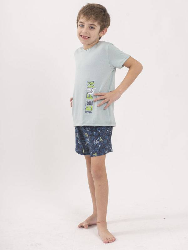 Remera Manga Corta Rocco Y Short Estampado Viscosa Con Lycra