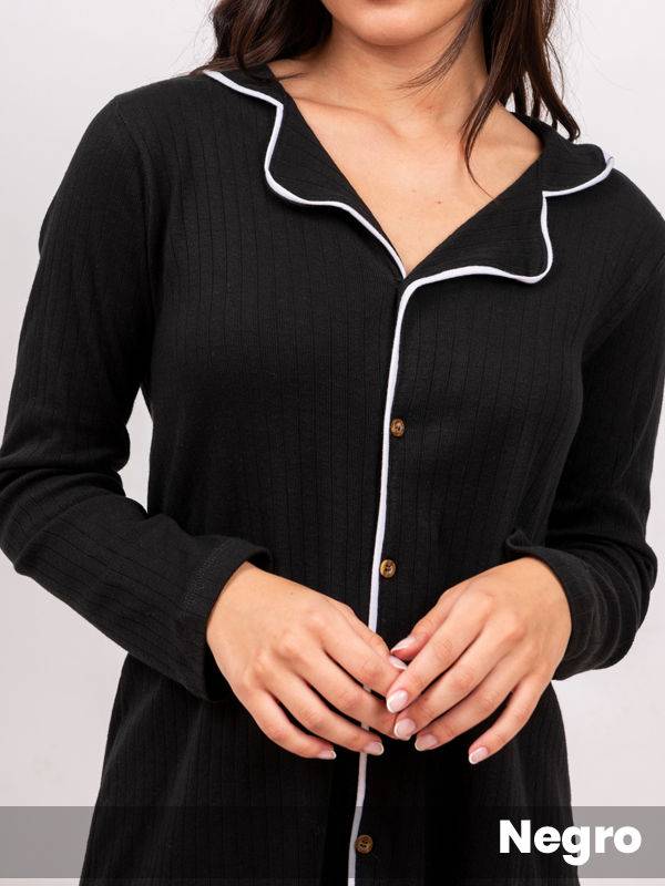 Camisola abotonada algodón desagujado con vivos Verona