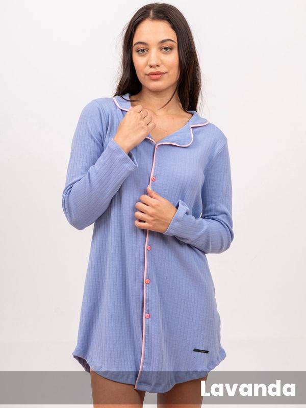 Camisola Abotonada Algodón Desagujado Con Vivos Verona