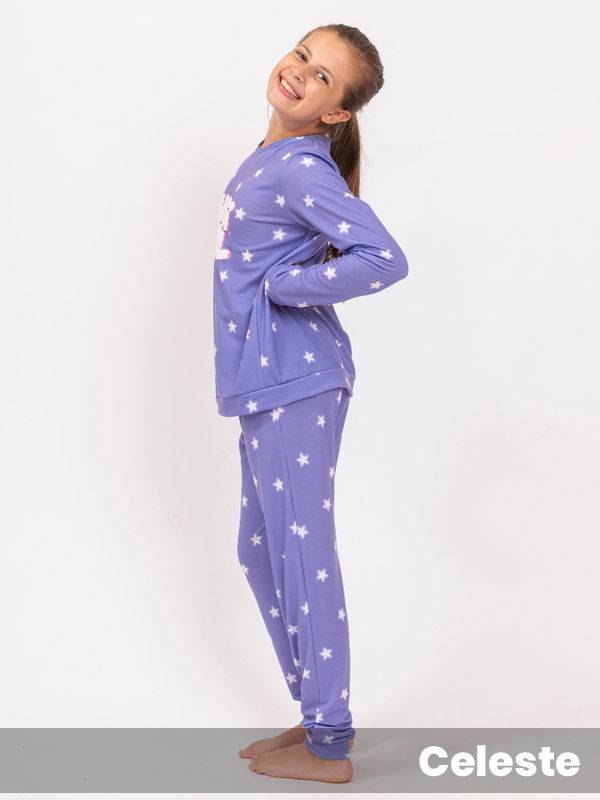 Pijama teen algodón viscosa estampado con puño Just Chill
