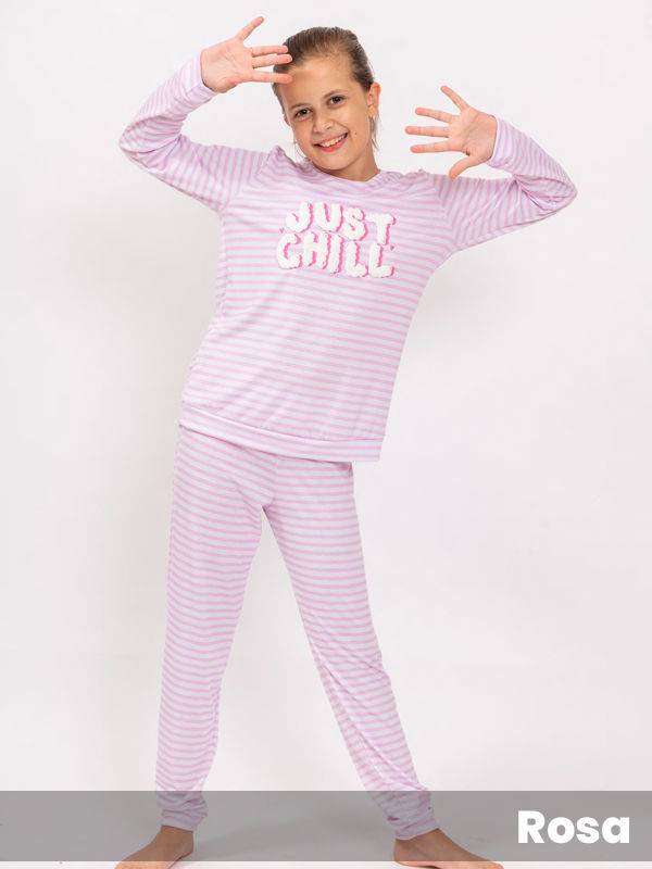 Pijama Teen Algodón Viscosa Estampado Con Puño Just Chill