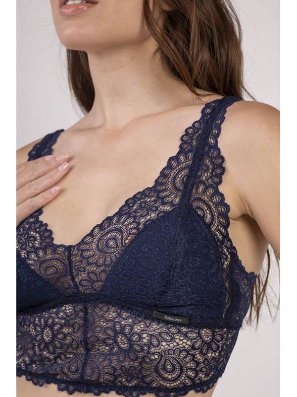 Conjunto Santorini Corpiño Triángulo  con Base Larga y Less Puntilla