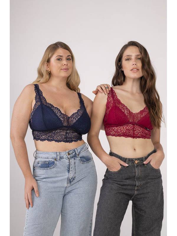 Conjunto Santorini Corpiño Triángulo  con Base Larga y Less Puntilla