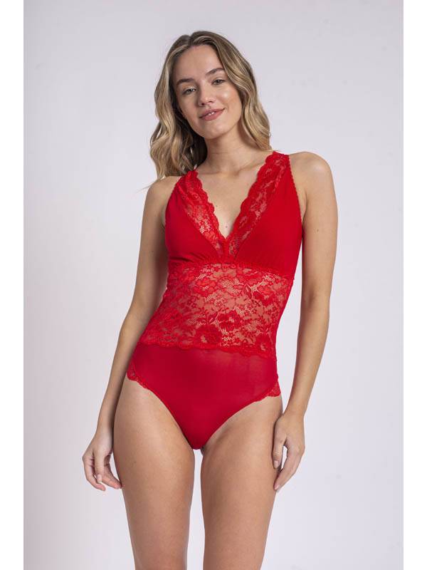 Body SICILIA tul plumeti, microfibra y puntilla
