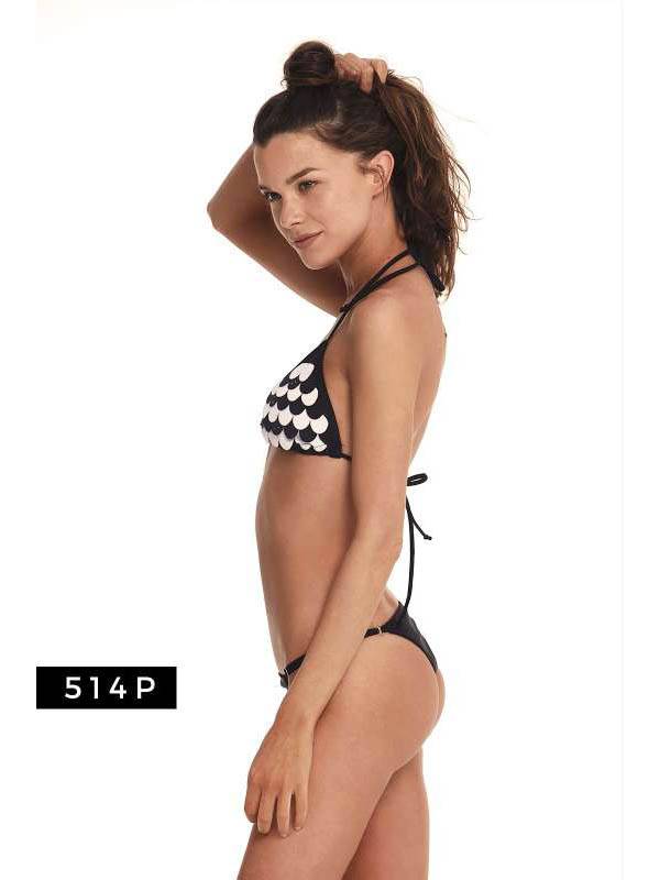 Triangulo con escamas bicolor + bikini con corredera fina
