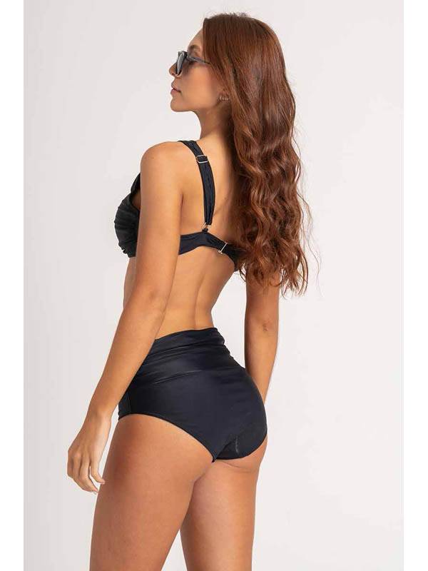 Corpiño Aro Oculto y Bikini Alta Drapeada Marbella