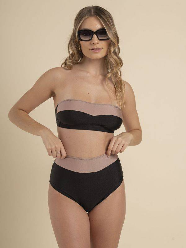 Malla Strapless y bikini alta bicolor Vincenza