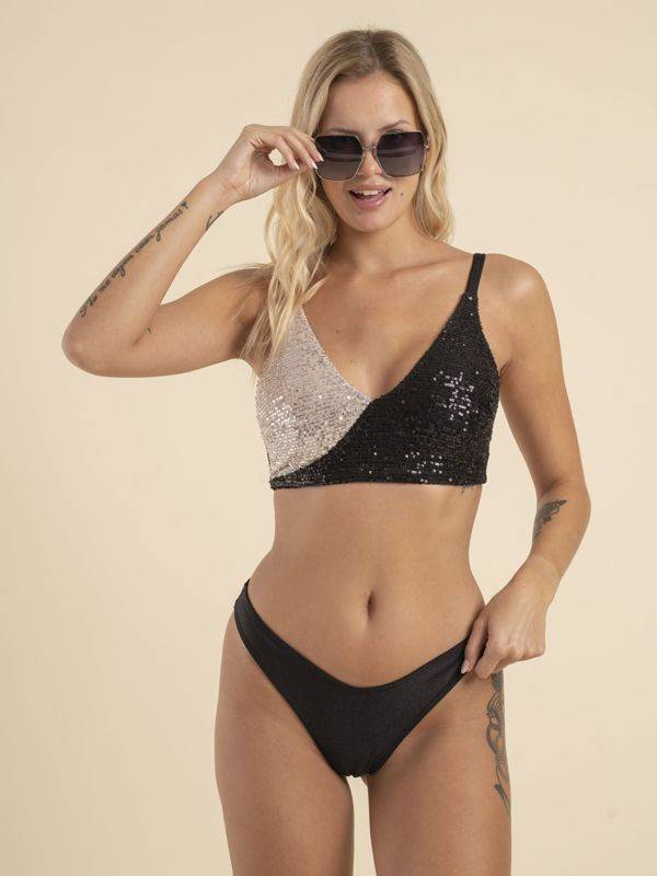 Top con paillettes y less en v Vittoria