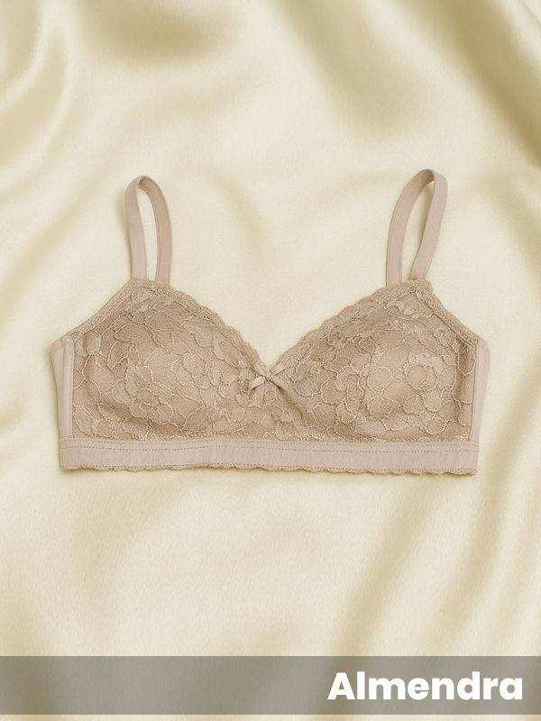 Corpiño confort taza doble sin armar de algodon con lycra y puntilla