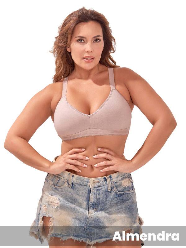 Soutien confort taza doble sin arco, espalda deportiva de algodón y lycra
