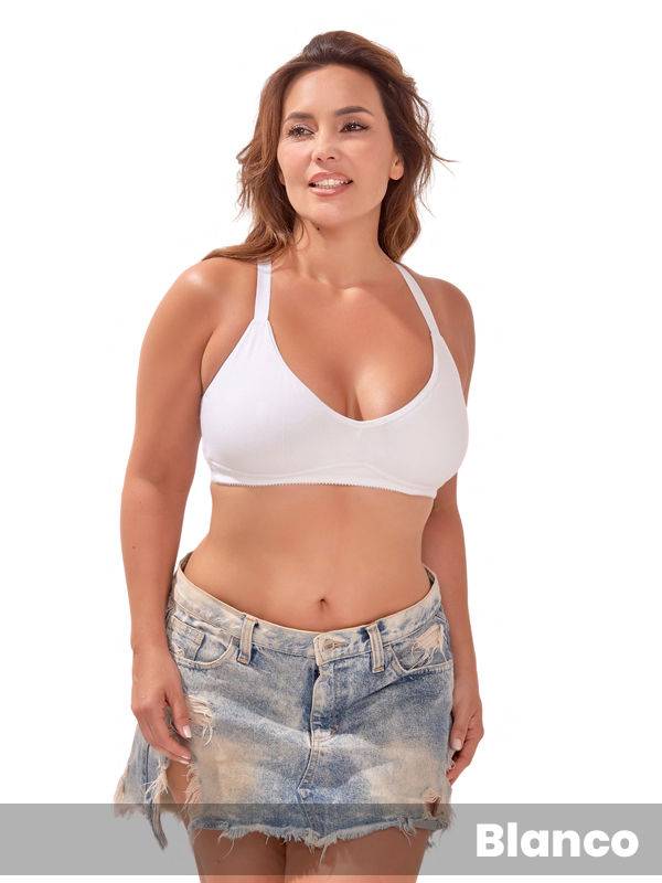 Soutien Confort Taza Doble Sin Arco, Espalda Deportiva De Algodón Y Lycra