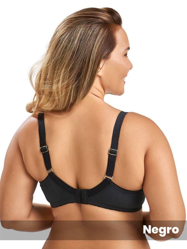Soutien confort de tasa doble, sin arco de algodón, lycra y puntilla