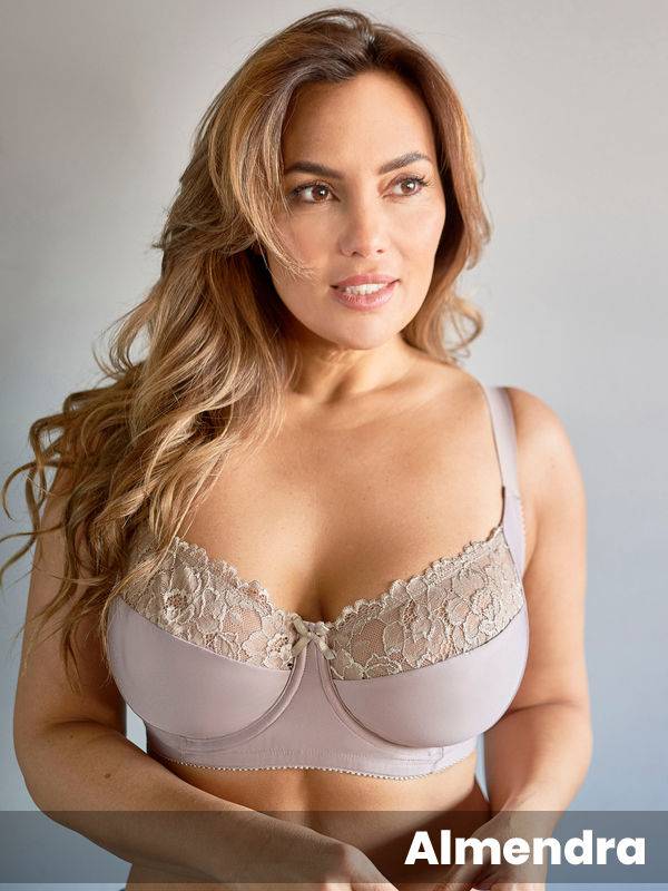 Soutien modelador confort con recorte lateral de tricot lycra y puntilla talle e