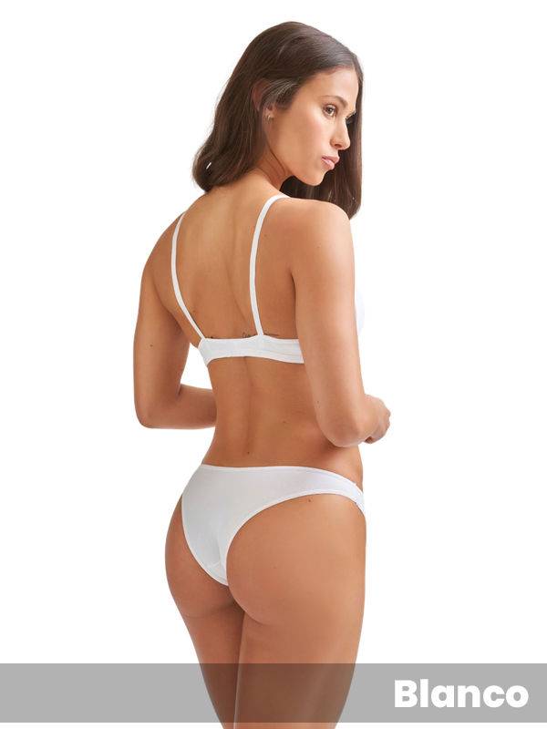 Conjunto 3 piezas triangulo taza soft cola-less y vedetina, algodon y lycra