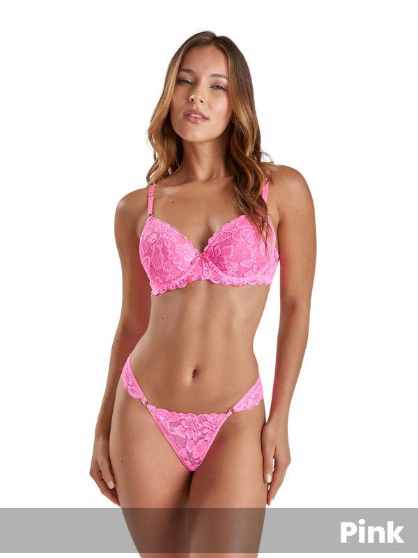 Conjunto taza soft push up y colaless puntilla