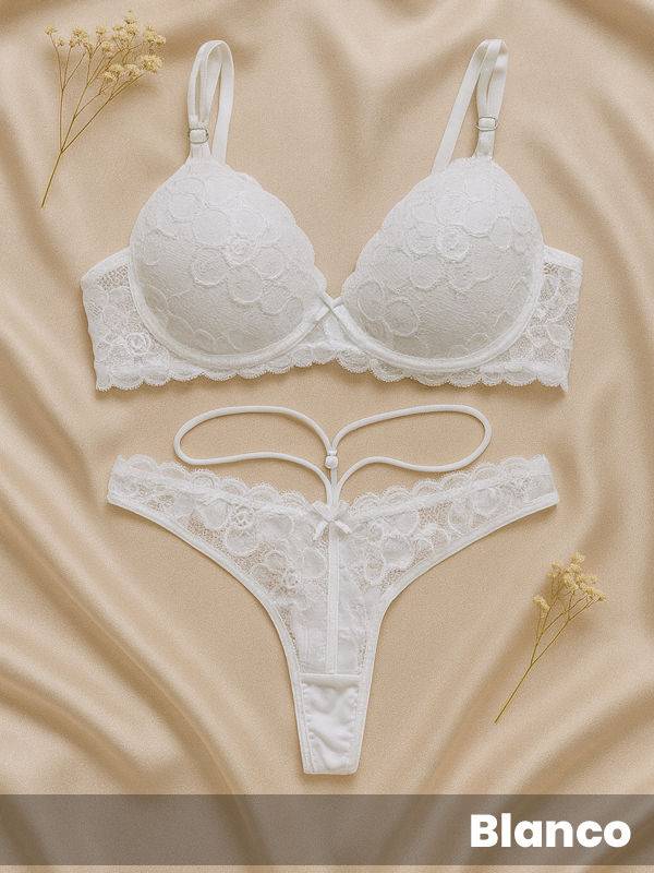 Conjunto taza soft y colaless de puntilla y microfibra