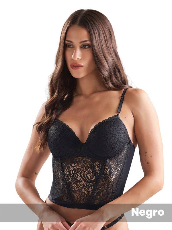 Corsé tasa soft de microfibra y puntilla