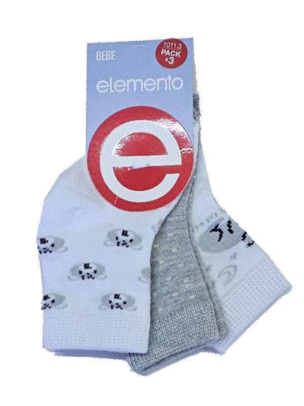 Pack X3 Media Caña Estampado Surtida De Bebé