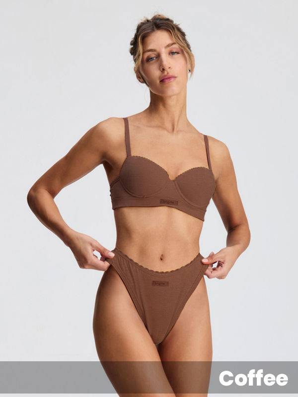 Conjunto con taza soft de algodón & lycra y vedetina.