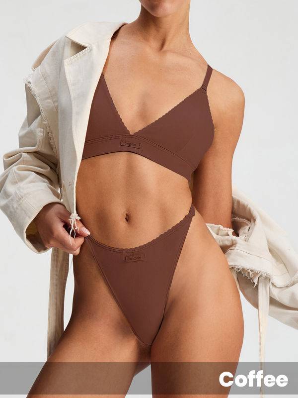 Conjunto de algodón & lycra Triángulo y less regulable.