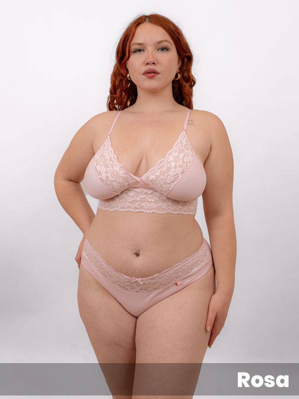 Colaless Grande Algodón Con Lycra Cintura De Puntilla Rosa