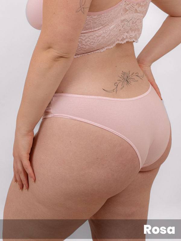 Vedetina grande algodón con lycra cintura de puntilla rosa