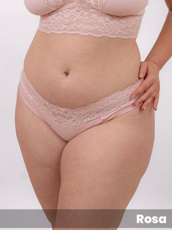 Vedetina grande algodón con lycra cintura de puntilla rosa