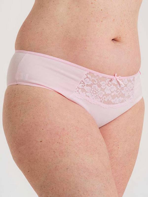 Vedetina Algodón Con Lycra Con Recortes De Puntilla Delantera Rosa