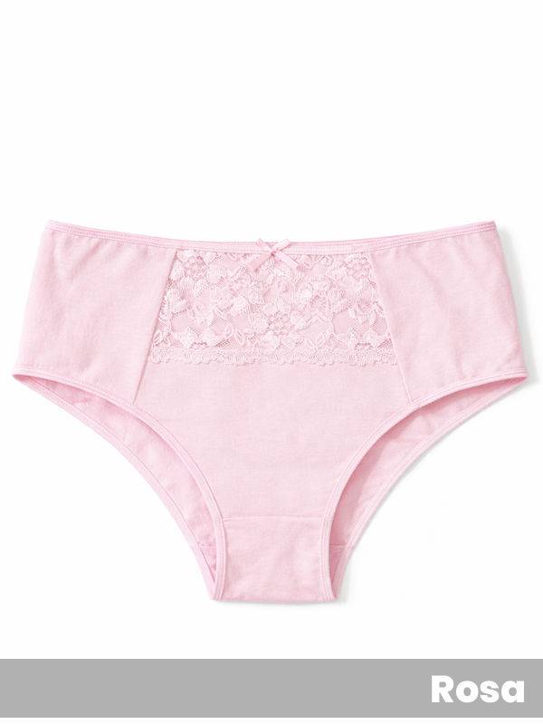 Bombacha Vedetina Universal Algodón Con Puntilla Rosa