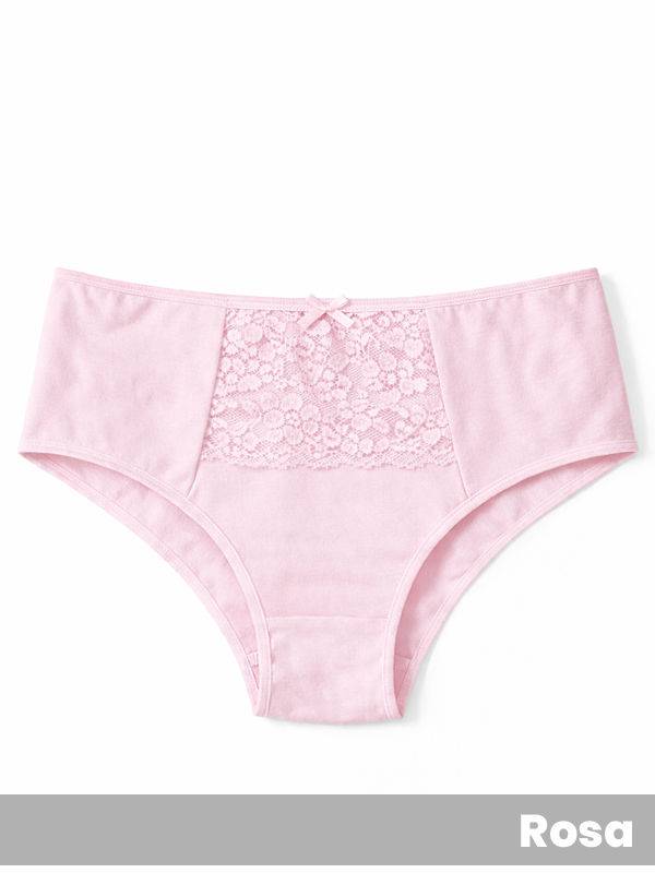 Bombacha Vedetina Especial Algodón Con Puntilla Rosa