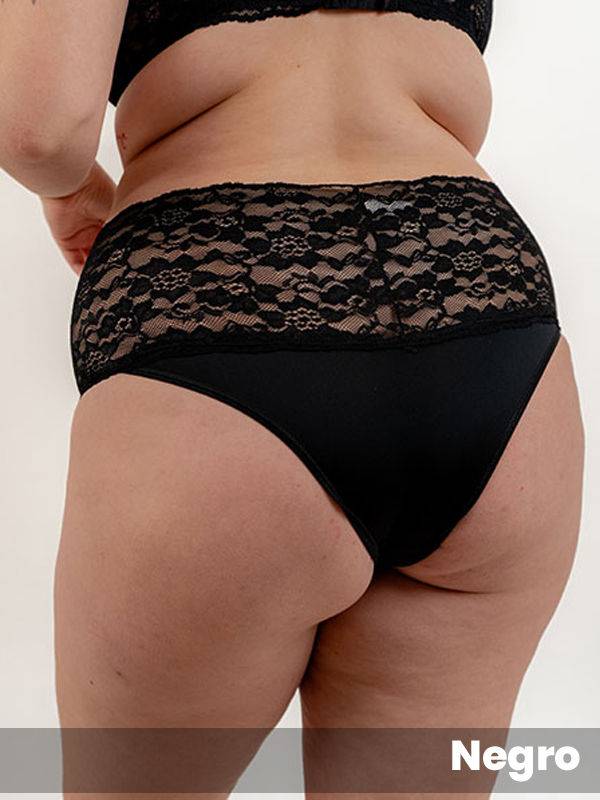 Culote vedetina alta, cintura de puntilla con microfibra