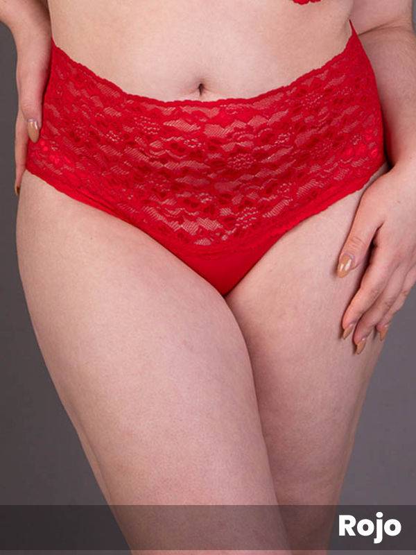 Culote vedetina alta, cintura de puntilla con microfibra