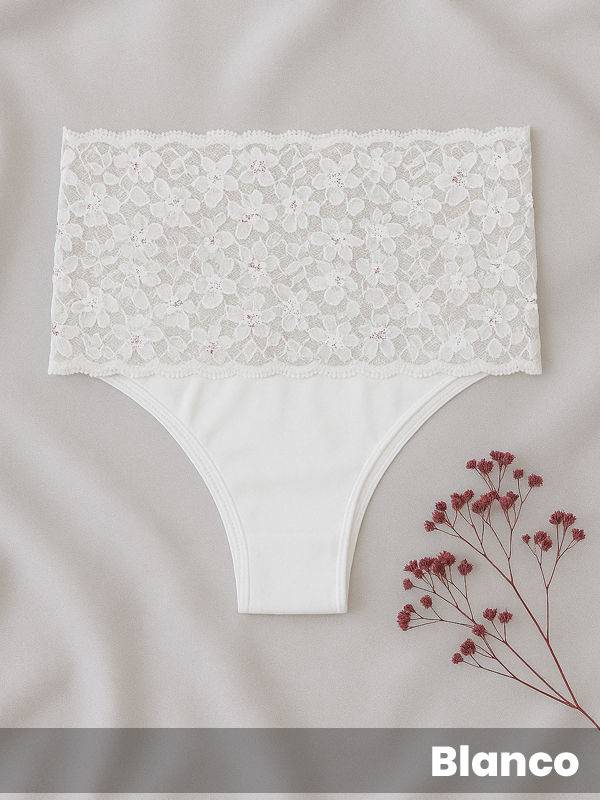 Culote vedetina alta, cintura de puntilla con microfibra