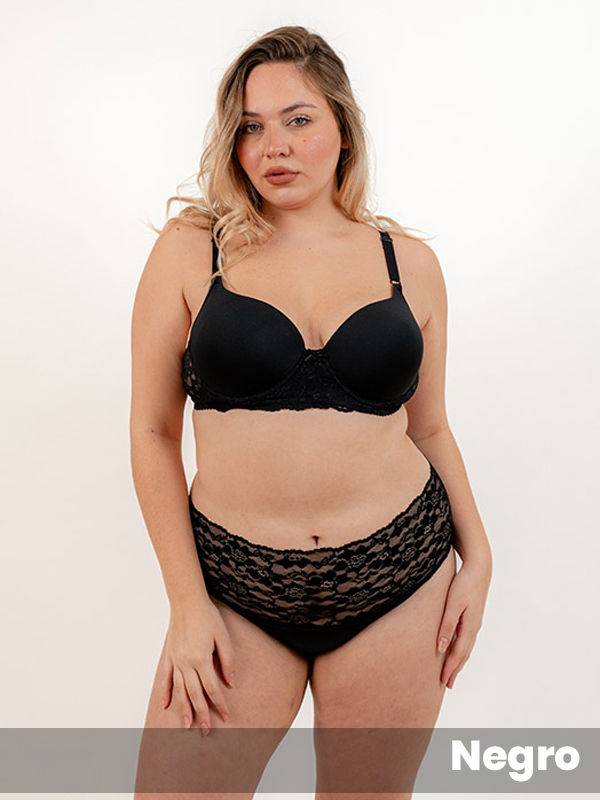 Culote Vedetina Alta, Cintura De Puntilla Con Microfibra