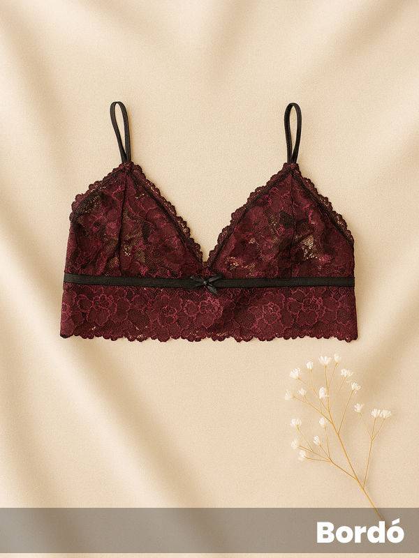 Corpiño bralette de puntilla y microfibra