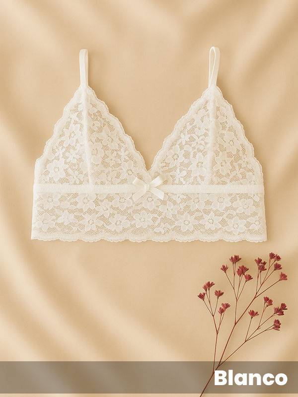 Corpiño bralette de puntilla y microfibra