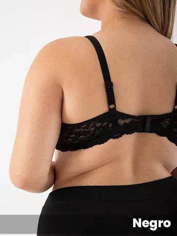 Corpiño espalda reducida algodón y puntilla con taza tipo D
