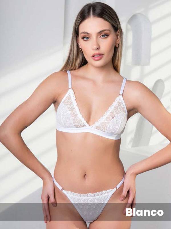 Conjunto Bralette y Less Reg Tul Bordado