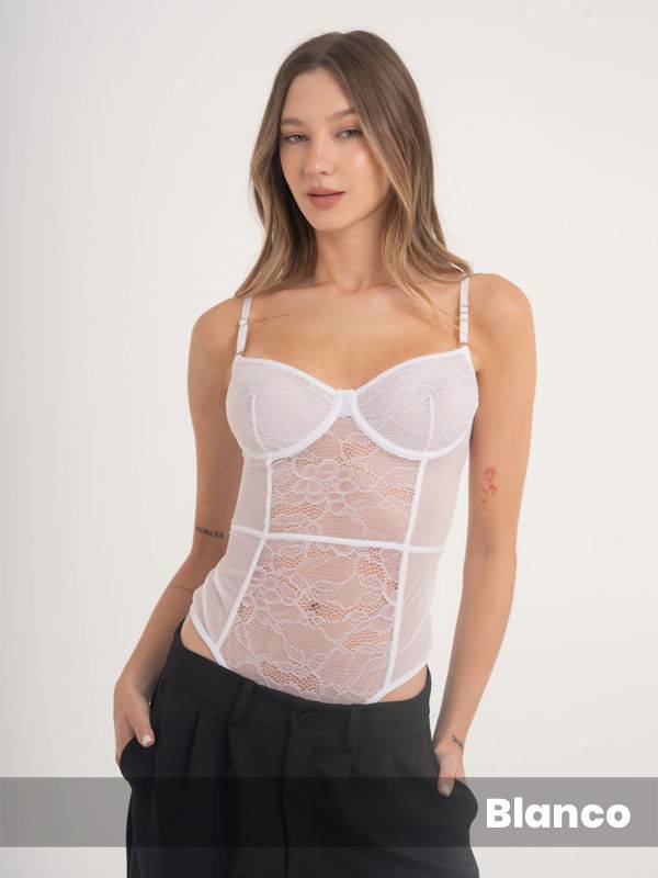 Body Con Aro Forrado En Encaje Y Tul