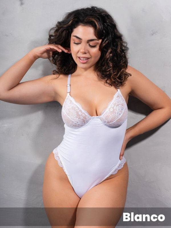 Body Con Aro De Microfibra Y Puntilla