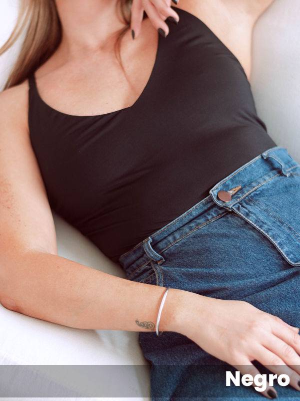 Body con bustier interno en microfibra con breteles regulables forrados
