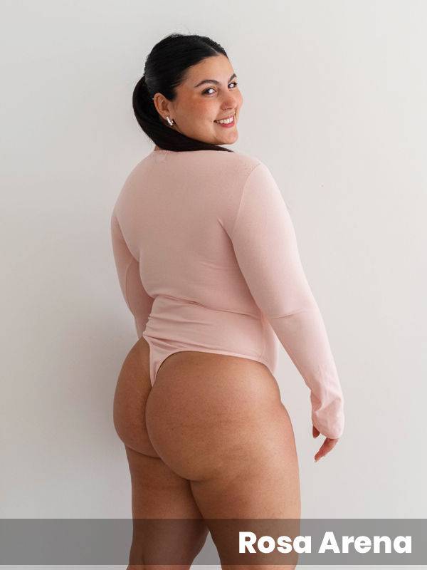 Body Roma algodón-lycra manga larga cuello cuadrado