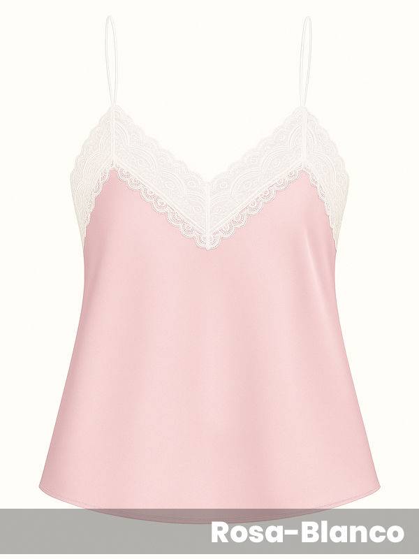 Musculosa lencera de satén elastizado con bretel elástico fino