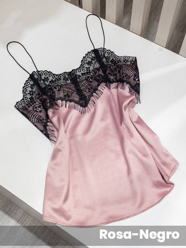 Musculosa lencera de satén elastizado con bretel elástico fino