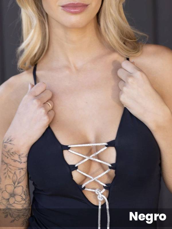 Body con cruce tira strass espalda cavada