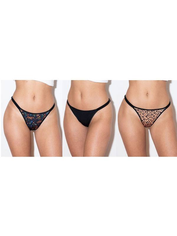 Pack X3 Less Regulable Microfibra Con Bretel Ancho. Surtido: 1 Lisa Y 2 Estampadas