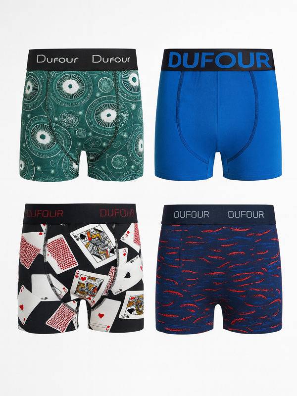 Pack x4 Boxer algodón y lycra Dufour colores surtidos