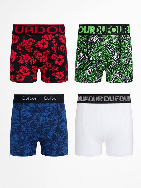 Pack x4 Boxer algodón y lycra Dufour colores surtidos
